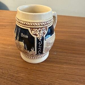Ceramic Beer Stein Mug in Cream and Navy